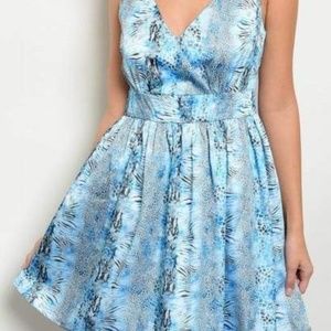 Multi-Color Blue/White/Black Mini Cocktail, Prom, Graduation, Evening Dress